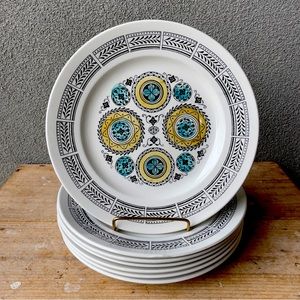 Set of 4 Kathie Winkle Dinner Plates, Carousel, Vintage Dinnerware, Gift for her